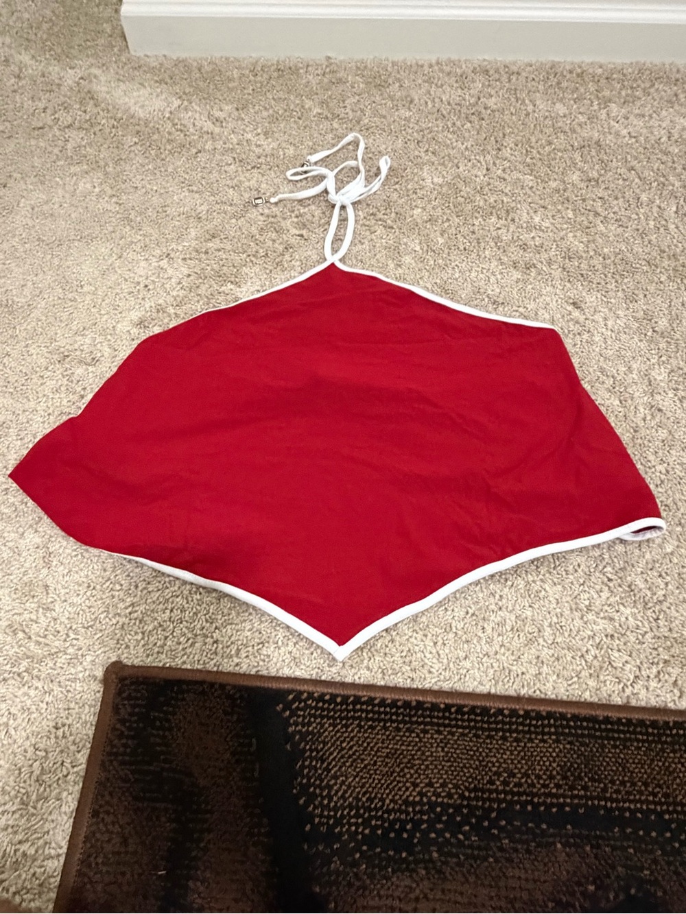 wild fable Red Halter Crop Top with White Trim